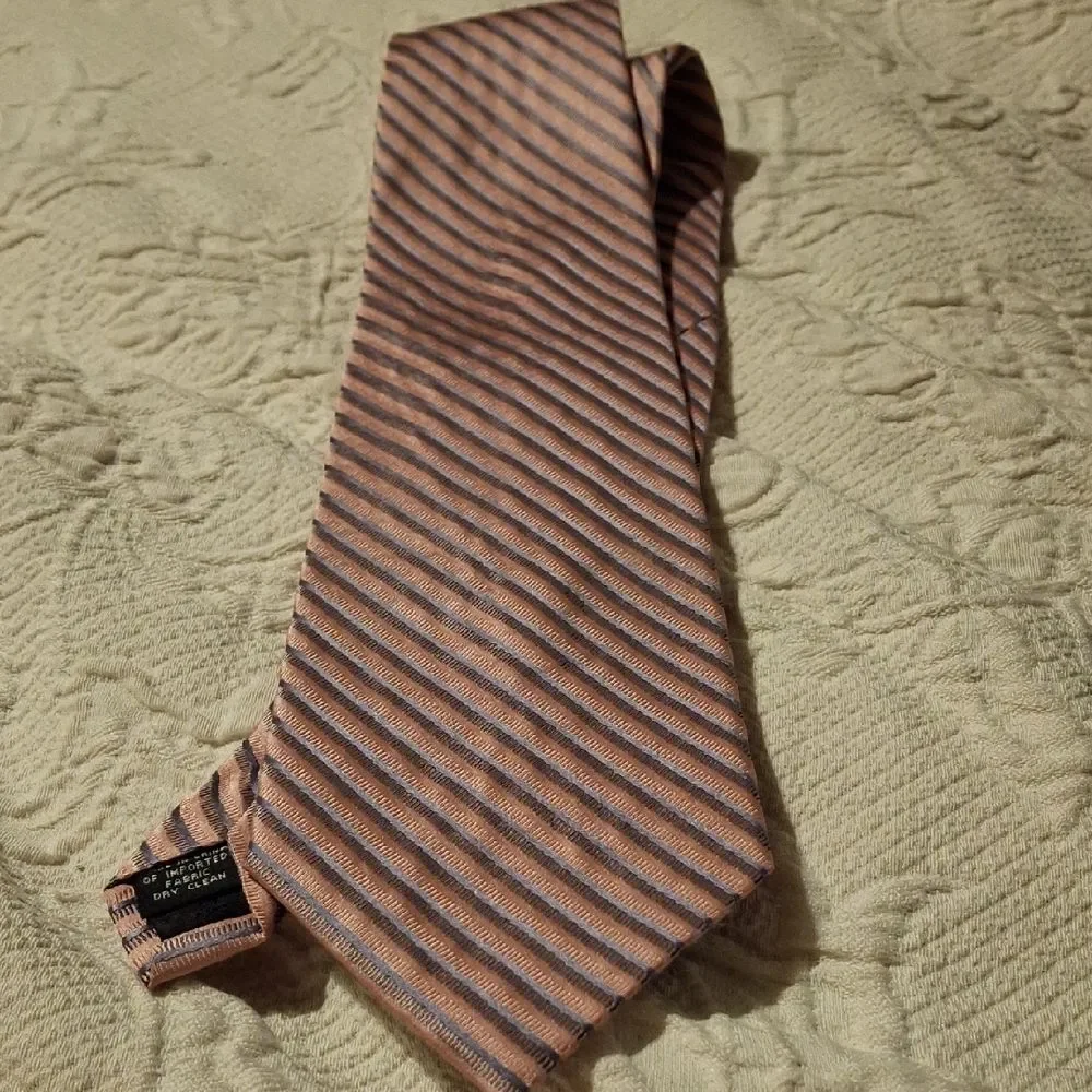 Calvin Klein Pink and Gray Striped Tie